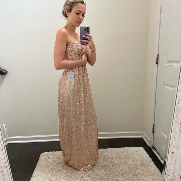 Amsale rose gold sweatheart strapless bridesmaids dress - Picture 3 of 12